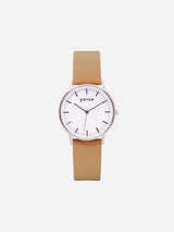 Immaculate Vegan - Votch Moment Silver & White Dial Watch | Tan Vegan Leather Strap