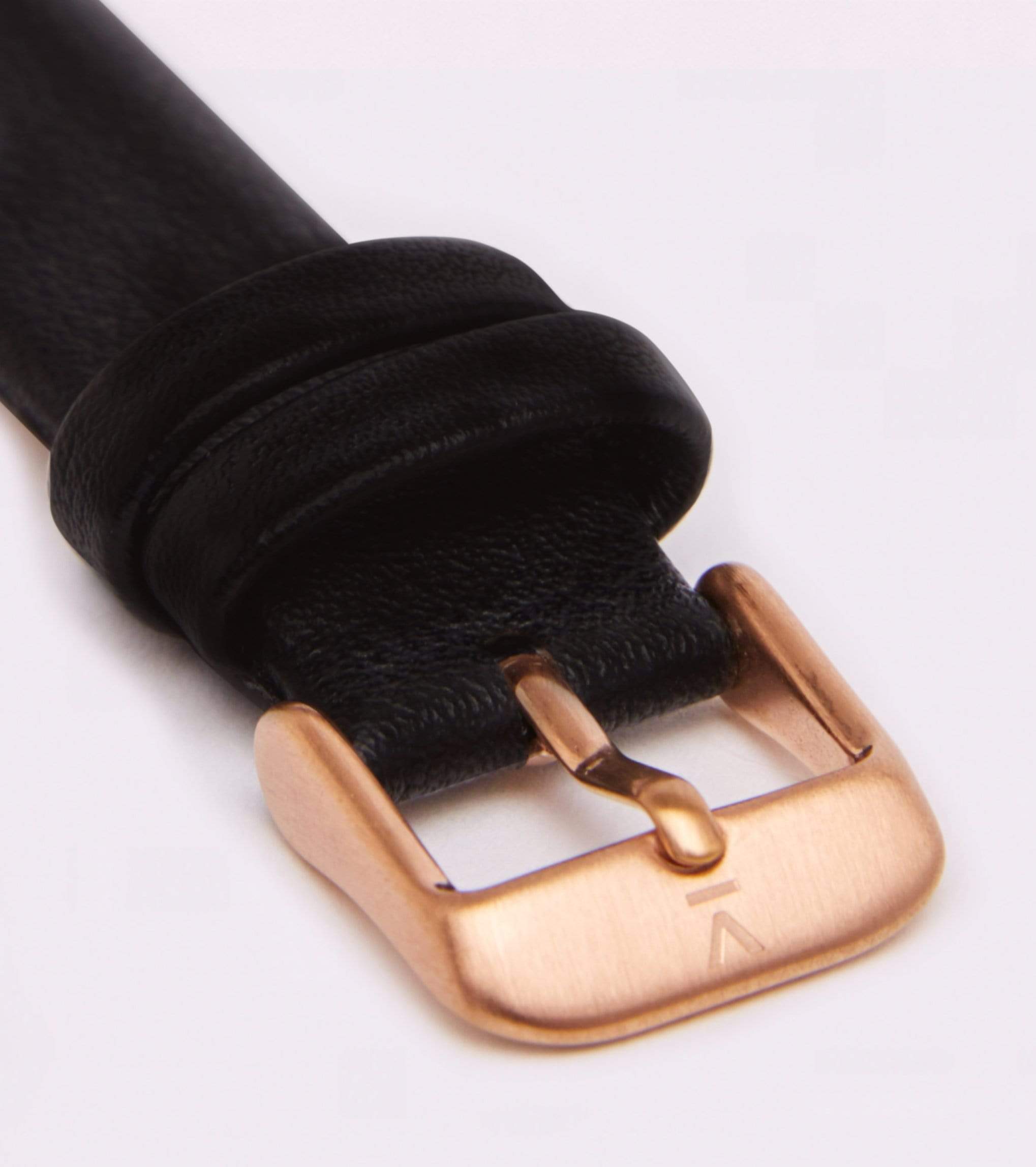Votch Petite Rose Gold & White Dial Watch | Black Vegan Leather Strap