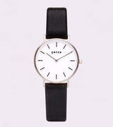 Immaculate Vegan - Votch Petite Silver & White Dial Watch | Black Vegan Leather Strap