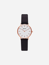 Immaculate Vegan - Petite Watch with Rose Gold & White Dial | Dark Grey Vegan Leather Strap