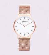 Classic Watch with Rose Gold & White Dial | Rose Gold Mesh Strap