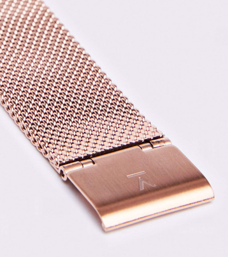 Classic Watch with Rose Gold & White Dial | Rose Gold Mesh Strap