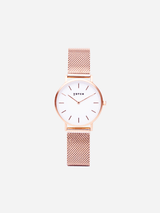Immaculate Vegan - Petite Watch with Rose Gold & White Dial | Rose Gold Mesh Strap