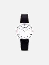 Immaculate Vegan - Classic Watch with Silver & White Dial | Black Vegan Leather Strap