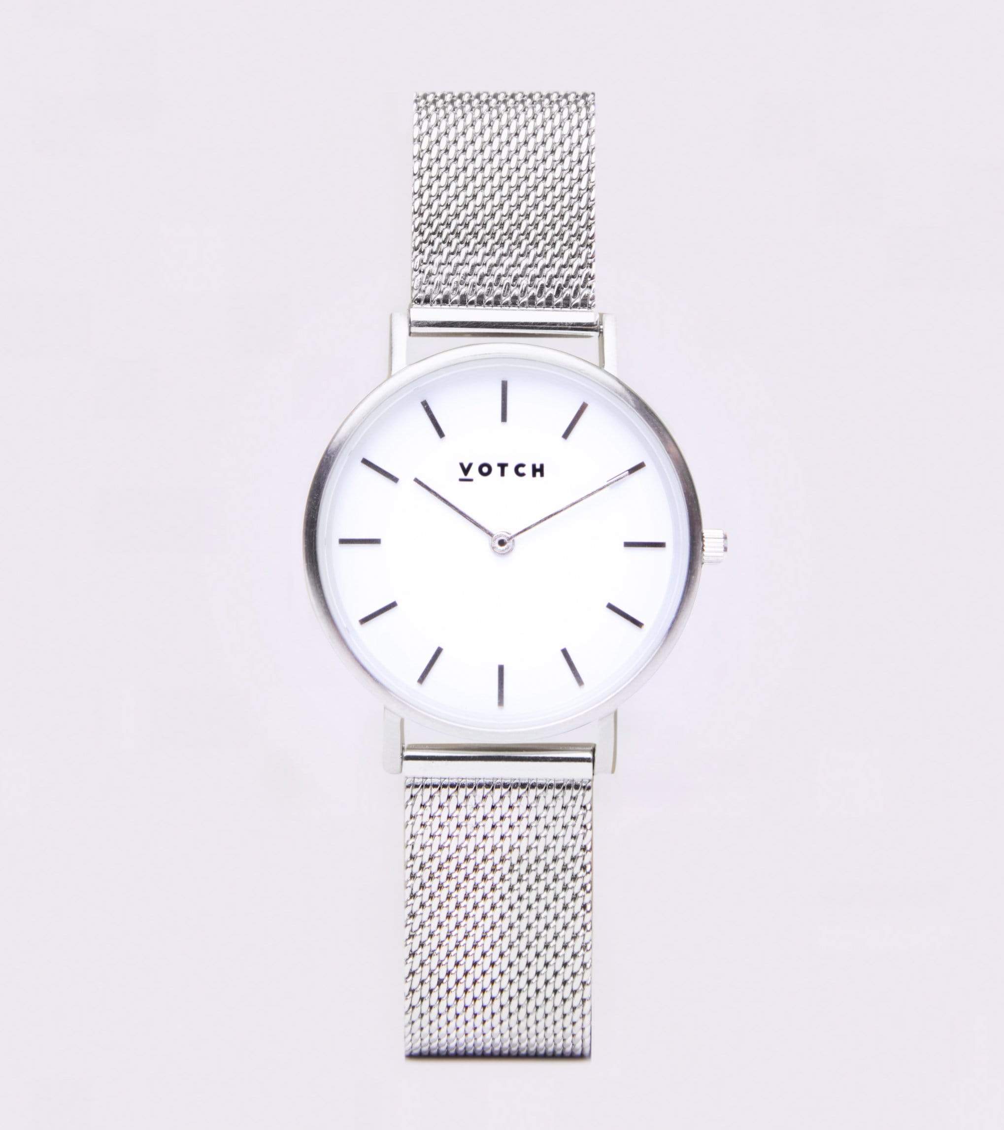 Petite Watch Silver & White Dial | Silver Mesh Strap