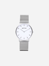 Immaculate Vegan - Classic Watch with Silver & White Dial | Silver Mesh Strap