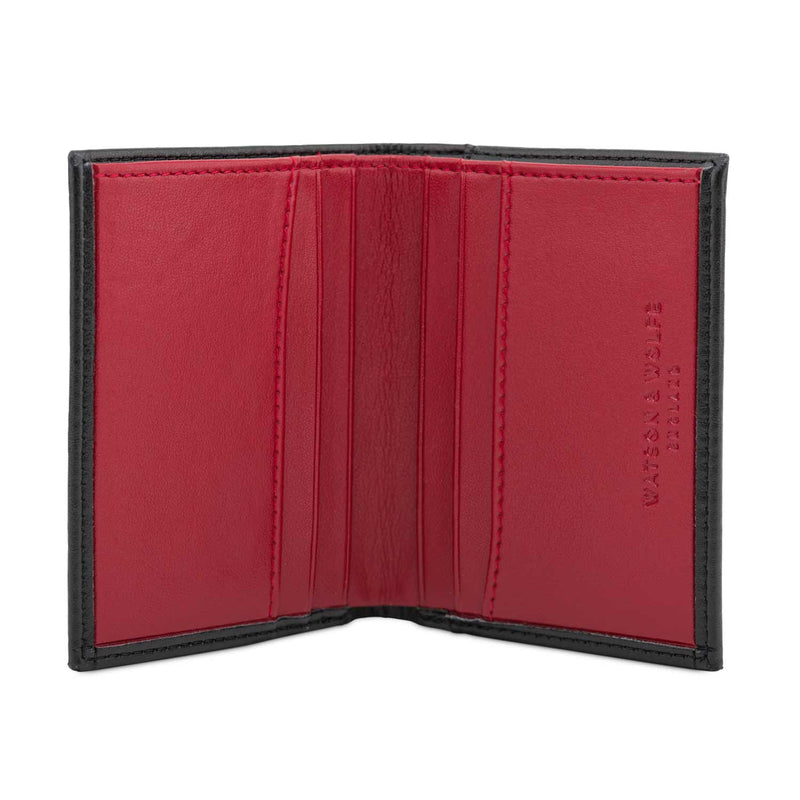 Watson & Wolfe Card Wallet with Notes Pocket in Black & Red Dual Colour