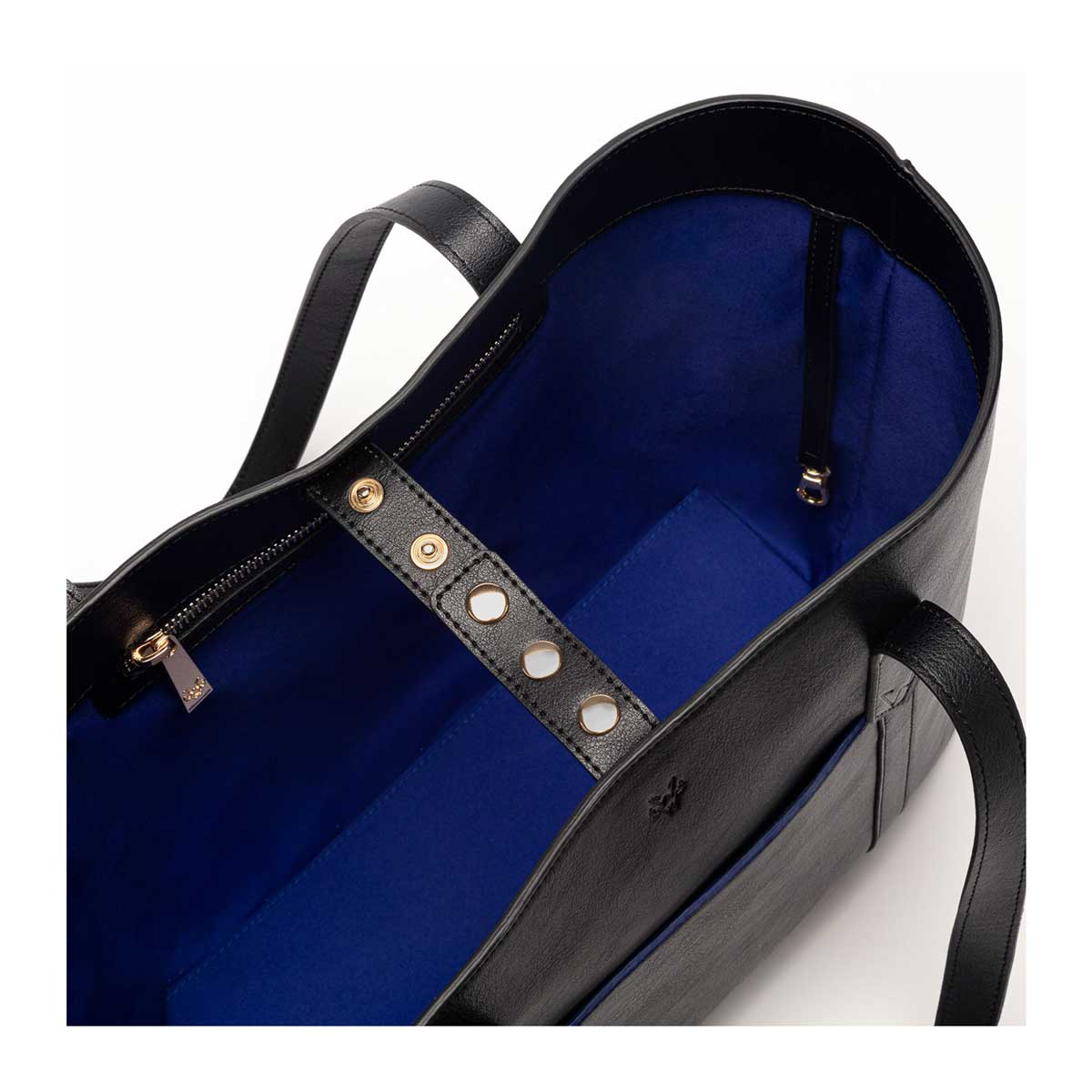 Maddox Vegan Leather Tote Bag | Black & Cobalt Blue – Immaculate Vegan