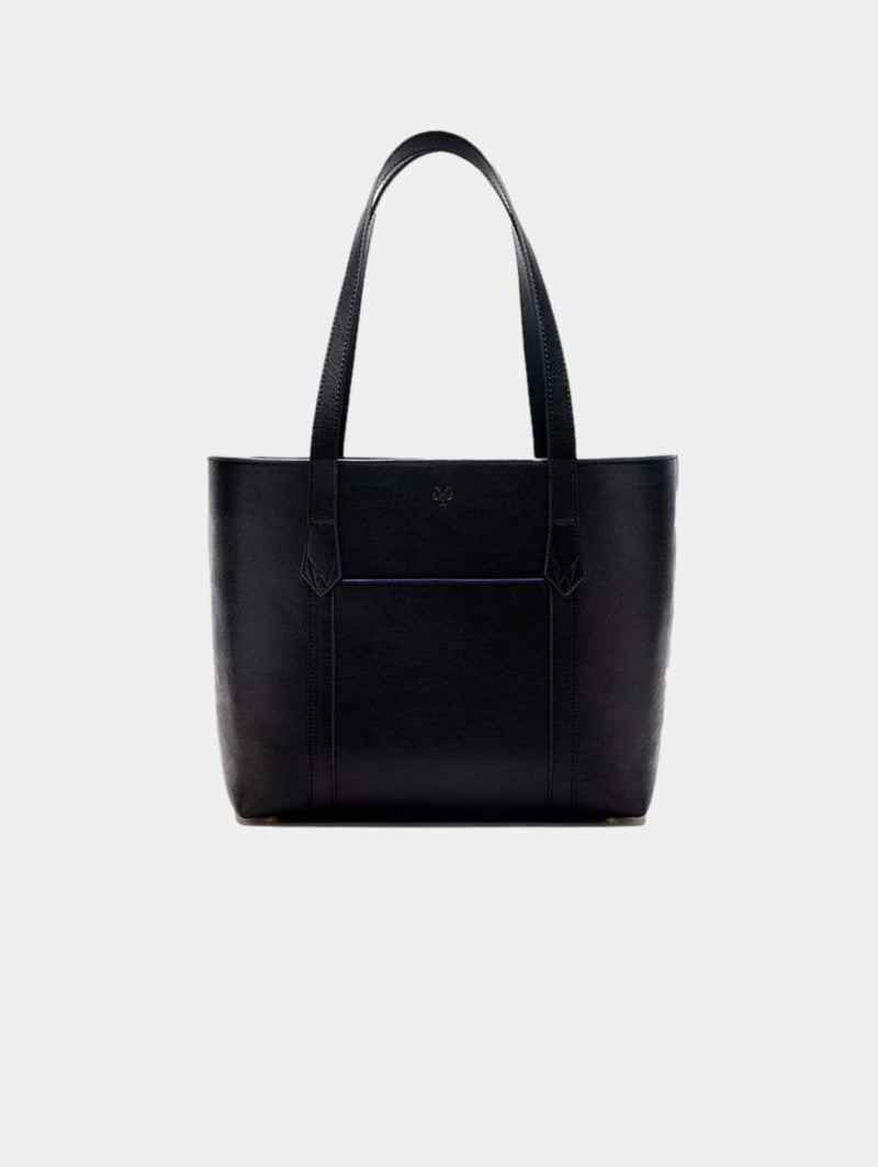 Watson & Wolfe Maddox Vegan Leather Tote Bag | Black & Cobalt Blue