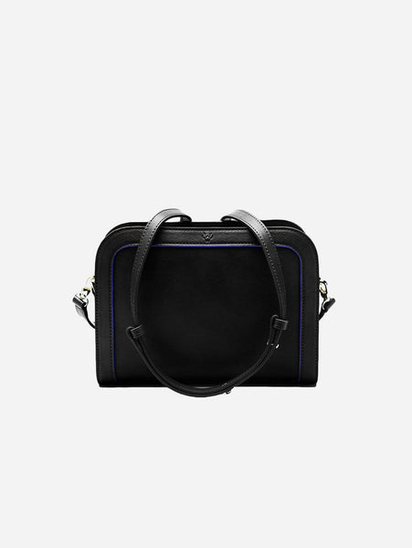 The Wilton Vegan Leather Crossbody Bag | Black & Cobalt Blue - Bags