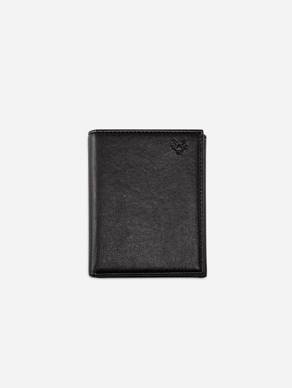 Watson & Wolfe Trifold Vegan Leather RFID Protective Wallet for Key Belt Chain | Black