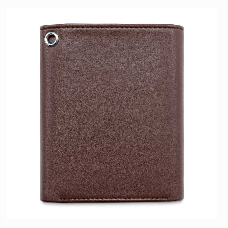 Watson & Wolfe Trifold Vegan Leather RFID Protective Wallet for Key Belt Chain | Chestnut Brown