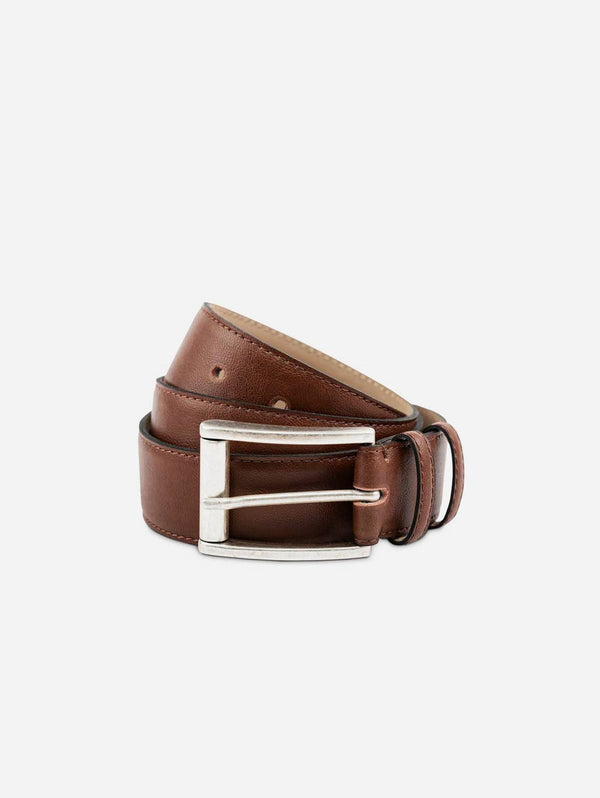 Watson & Wolfe Vegan Leather Belt with Long Buckle | Brown