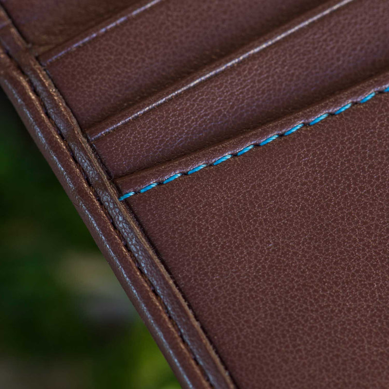 Watson & Wolfe Vegan Leather RFID Protective Bifold Card Holder | Chestnut Brown
