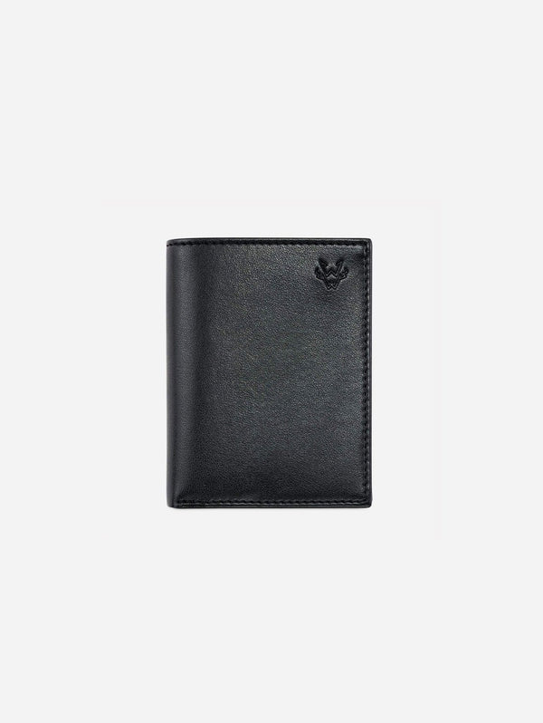 Watson & Wolfe Vegan Leather RFID Protective Card Wallet with Notes Pocket | Black