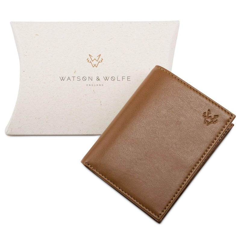 Watson & Wolfe Vegan Leather RFID Protective Card Wallet with Notes Pocket | Toffee