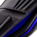 Immaculate Vegan - Watson & Wolfe Vegan Leather RFID Protective Wallet with Coin Pocket | Black & Cobalt Blue