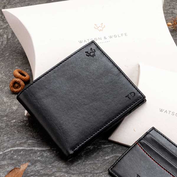 Watson & Wolfe Vegan Wallet in Black & Red
