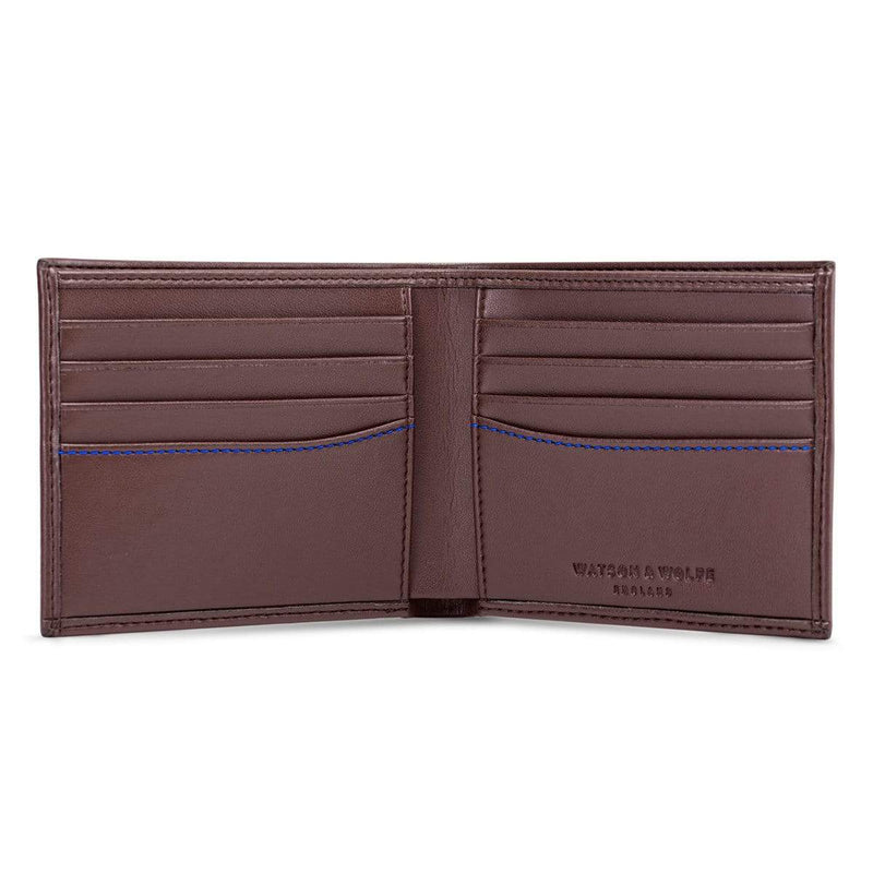 Watson & Wolfe Vegan Wallet in Chestnut Brown & Blue
