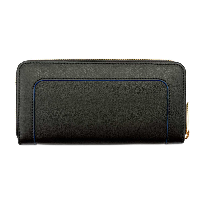 Watson & Wolfe Wilton Zipped Purse Wallet in Black & Cobalt Blue